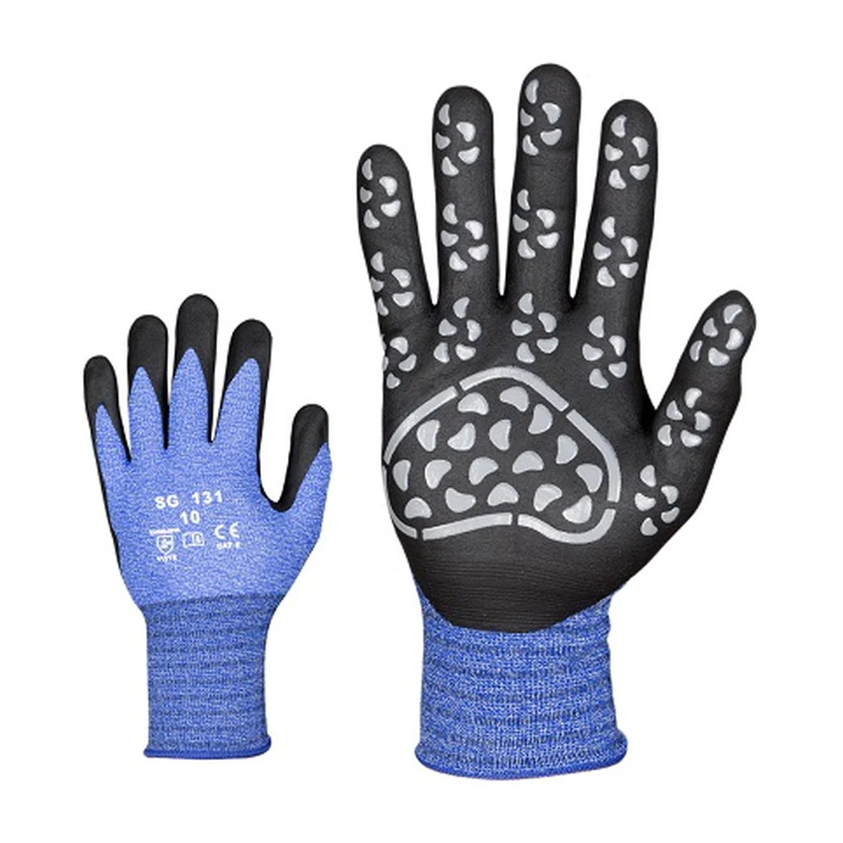 Elastsed nailon/spantex töökindad 131, peopesa vahtnitriilkummiga ja mustriga Elastsed nailon/spantex töökindad 131, peopesa vahtnitriilkummiga ja mustriga